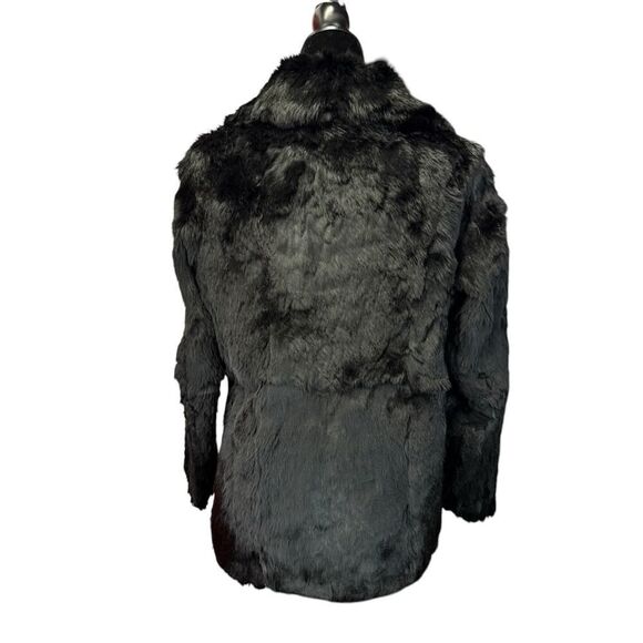 Vintage Black Rabbit Fur Jacket Small-Medium Hook & Eye Closure Lined - Picture 9 of 16